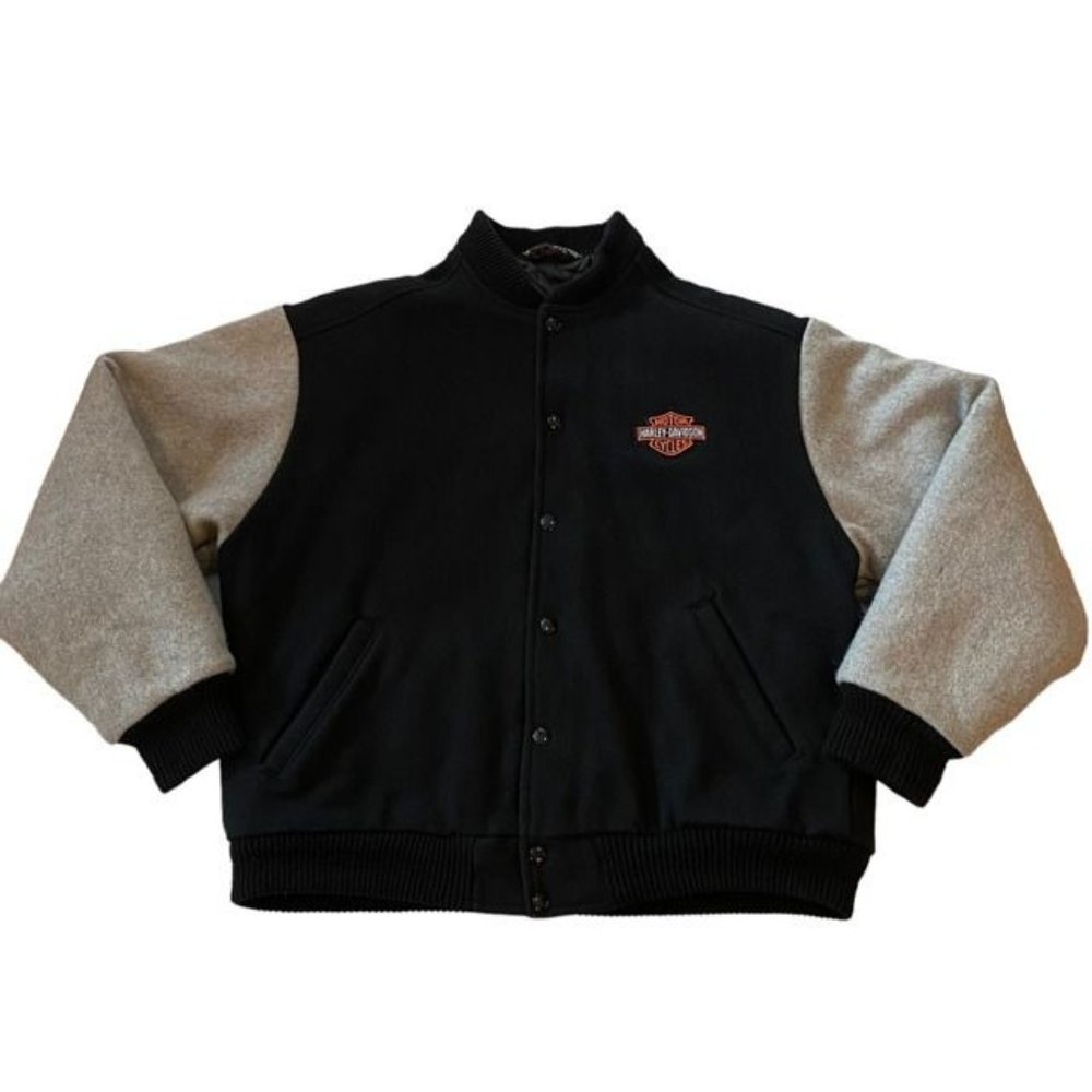 Harley-Davidson Black and Gray Bomber Jacket